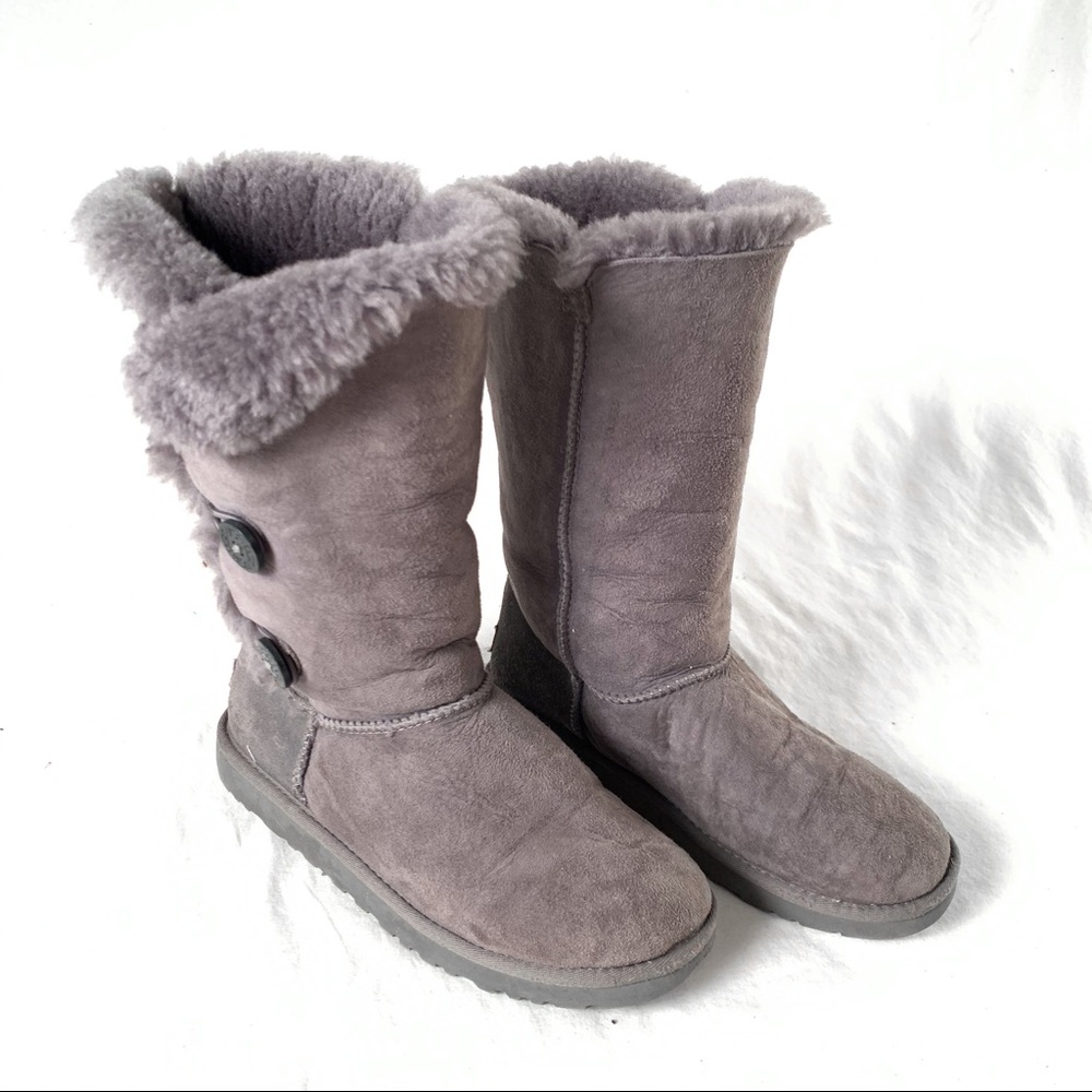 Gray UGG tall Bailey Button boots